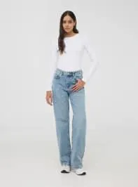 T-shirt basic maniche lunghe Bianco ottico