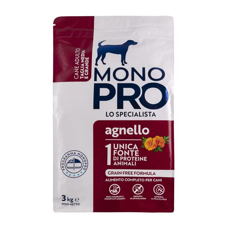 Monopro Dog Adult Medium&Large Grain Free Agnello 3 kg 000125664