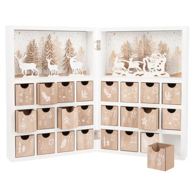 Calendario dell'Avvento libro da riempire color bianco e naturale
