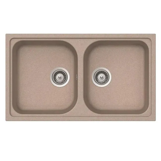 Lavello integrato 2 vasche DELINIA Elba L 86 x L 50 cm sabbia