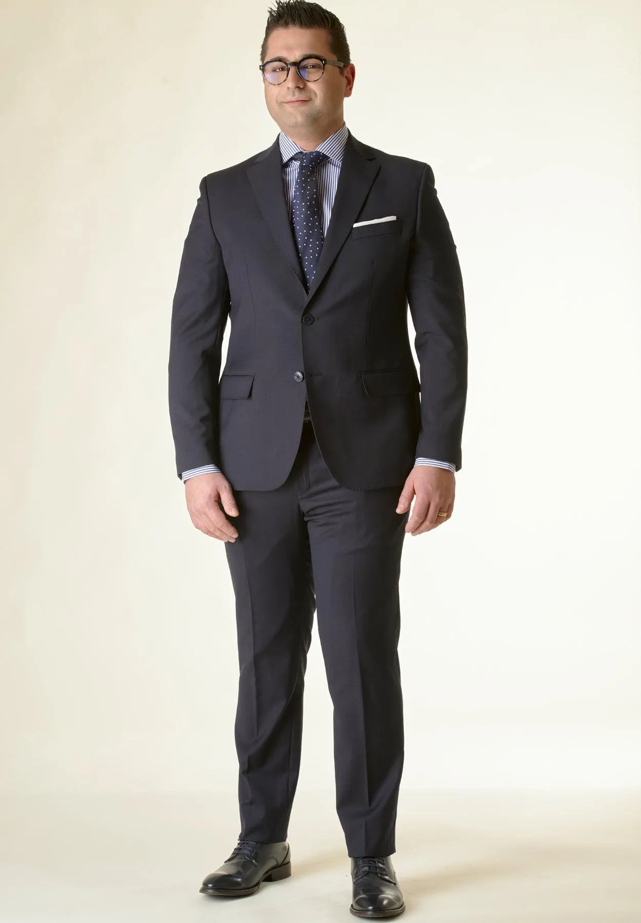 Abito blu scuro saglia di lana comfort fit corto