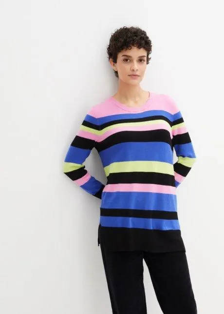 Maglione boxy largo in maglia fine con spacchi ai lati