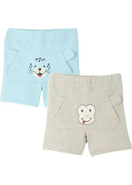 Shorts in felpa estivi in cotone biologico (pacco da 2)