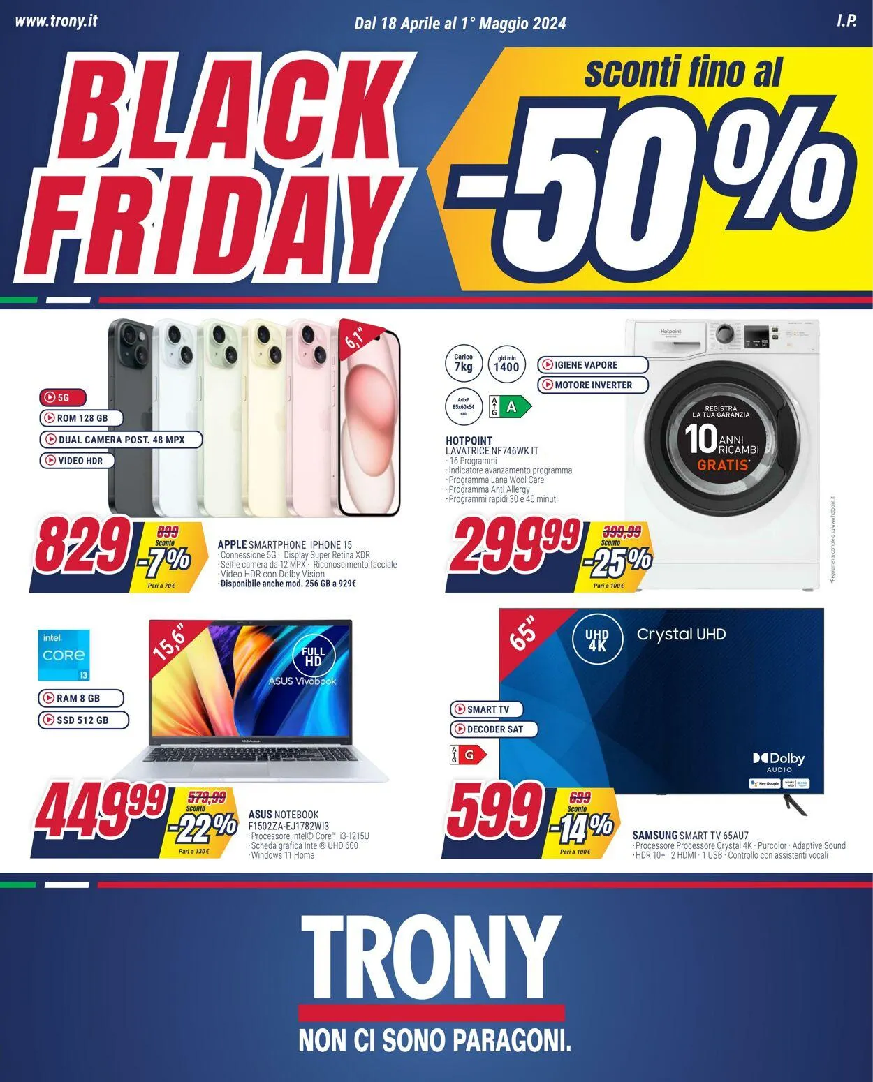 Trony Volantino attuale da 18 aprile a 1 maggio di 2024 - Pagina del volantino 1