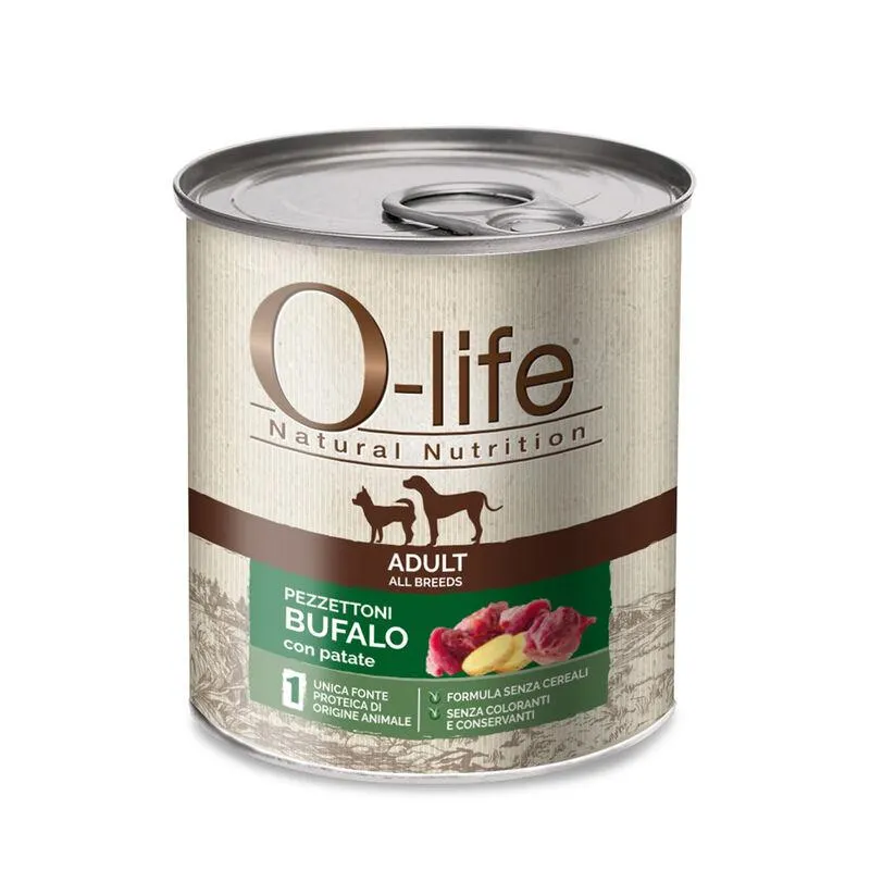 O-life Dog Adult All Breeds: Pezzettoni di Bufalo con Patate 400 gr 000126729