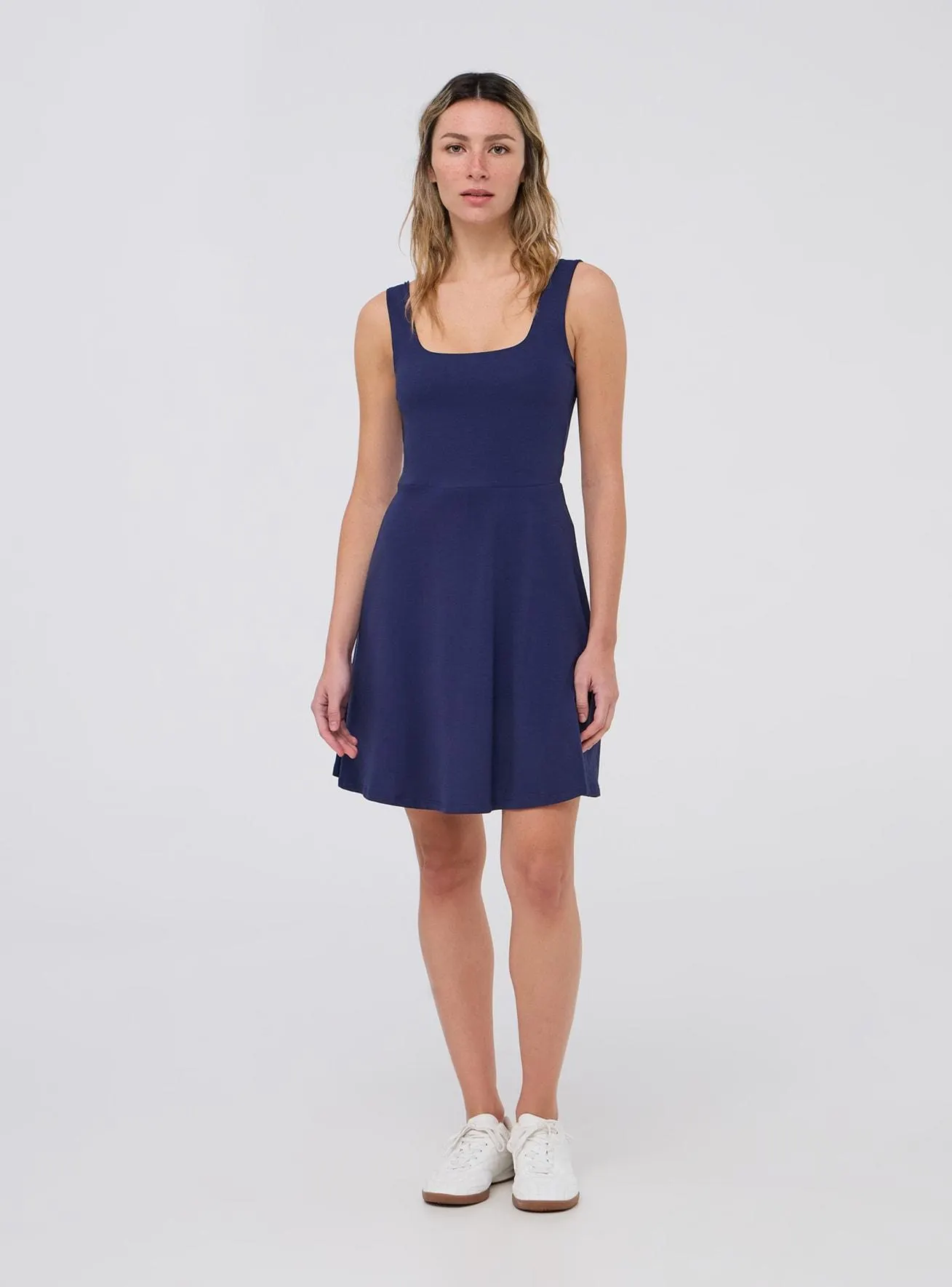 Vestito skater con scollo quadrato Blu scuro