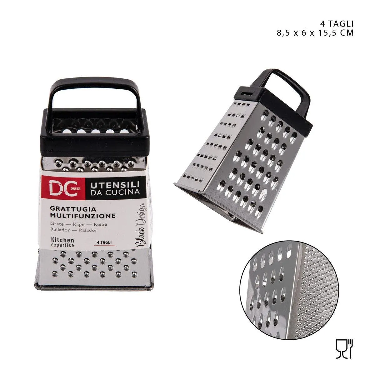 Dc - L/Black 4 Sided Grater 8.5X6X15.5Cm
