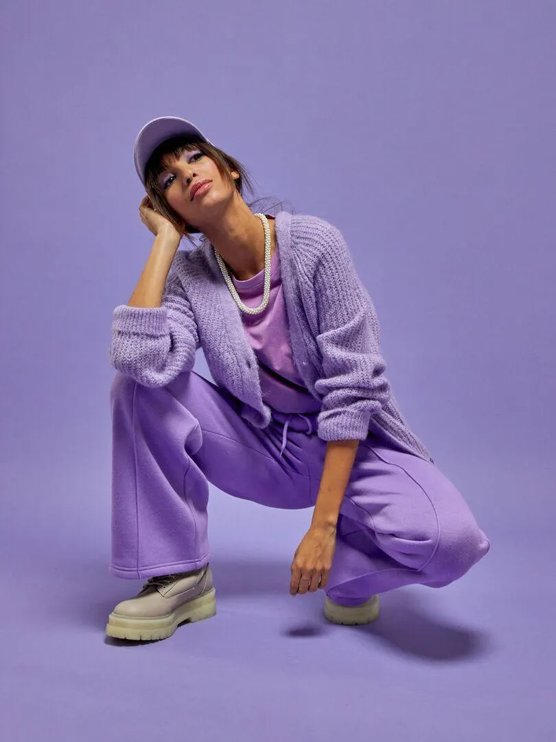 T-shirt tinta unita in jersey - rosa iris