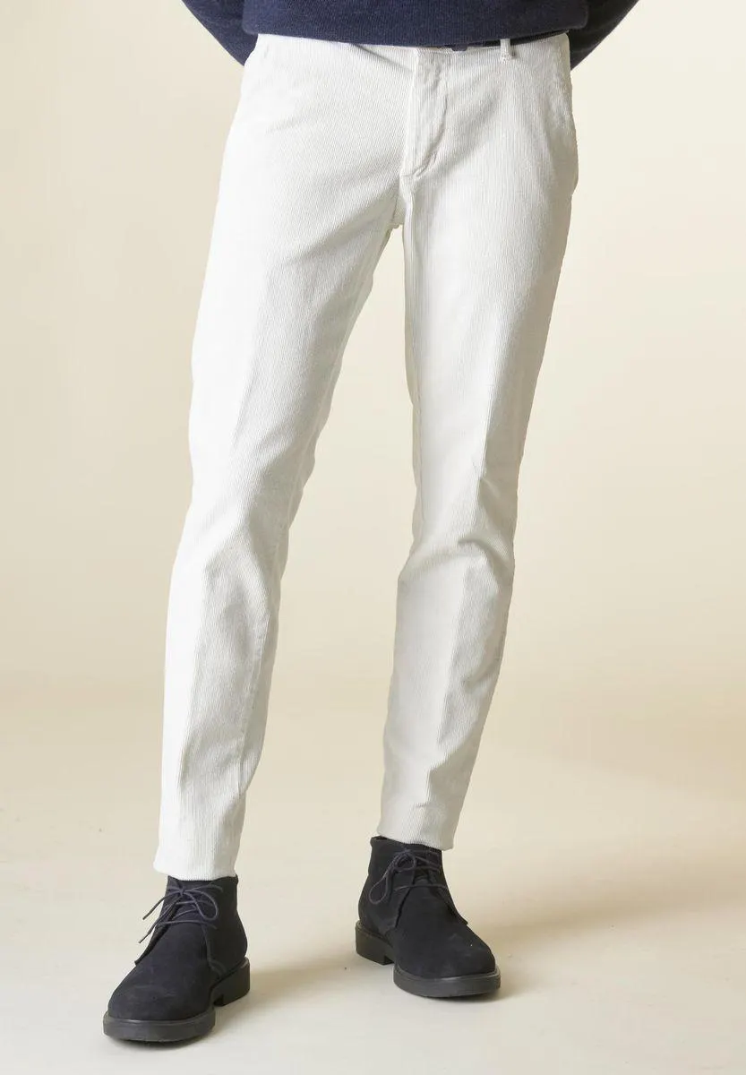 Pantalone panna velluto slim