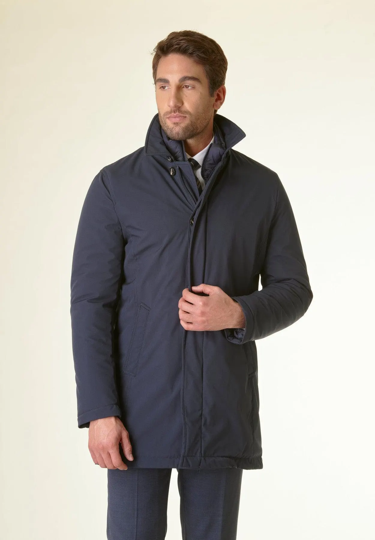 Cappotto blu tecnico pettorina