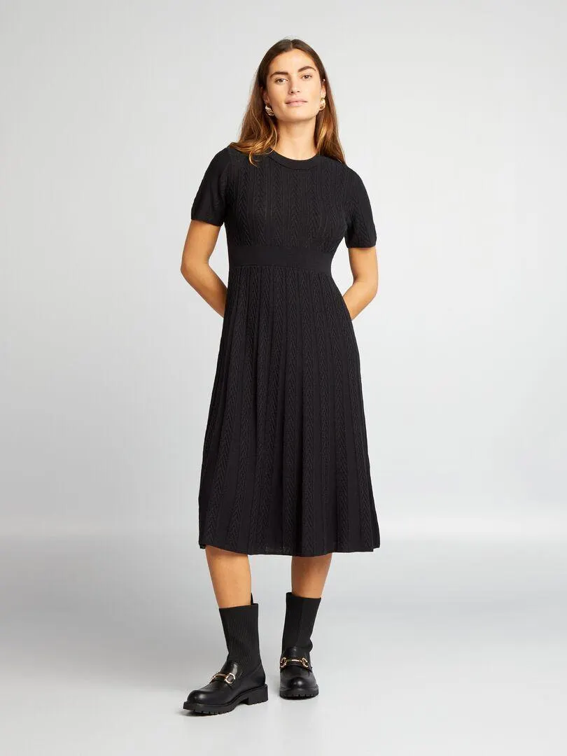 Maxi pull con motivo spigato - nero