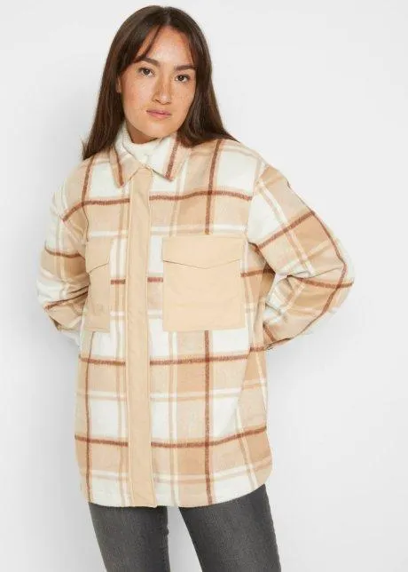 Giacca-camicia da mezza stagione in materiale misto