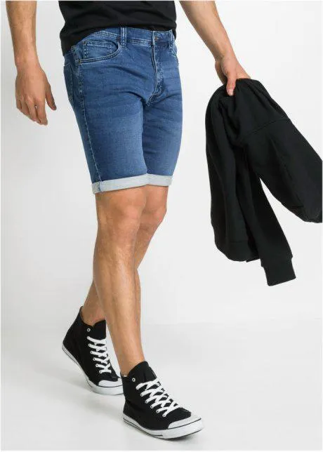 Bermuda in felpa effetto jeans slim fit