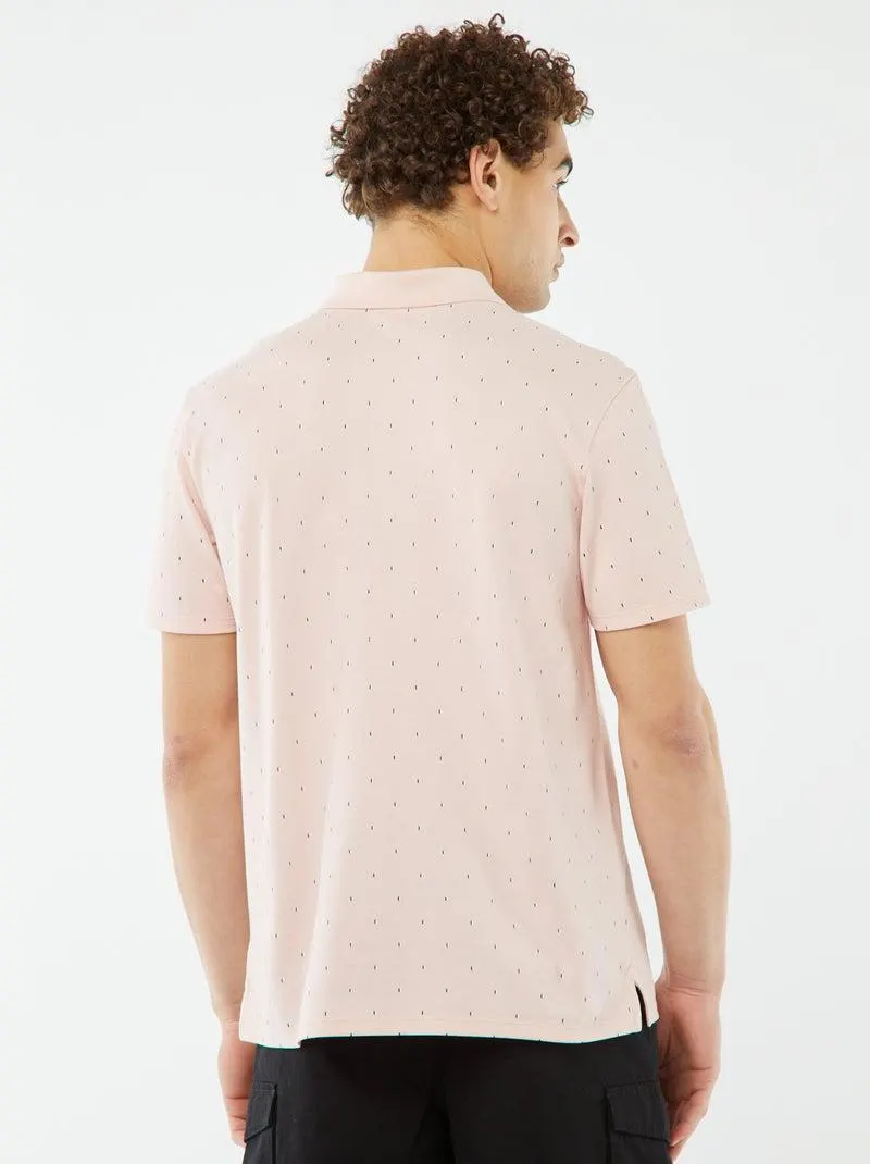 Polo in piqué di cotone con stampa - ROSA