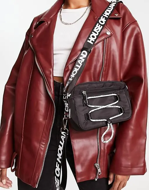 House of Holland - Camera bag nera con cordino