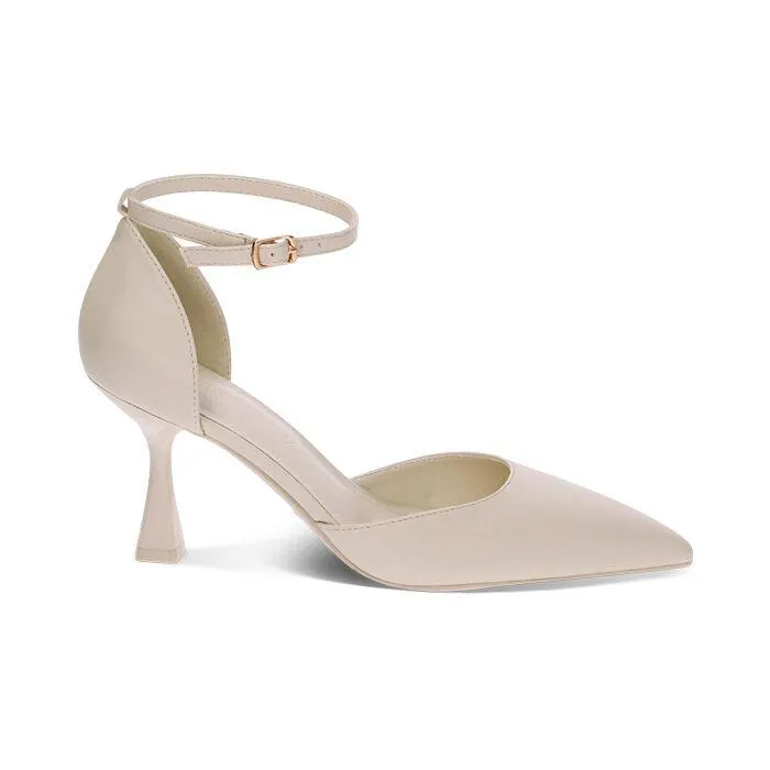 Décolleté Open Shank panna, tacco 8 cm