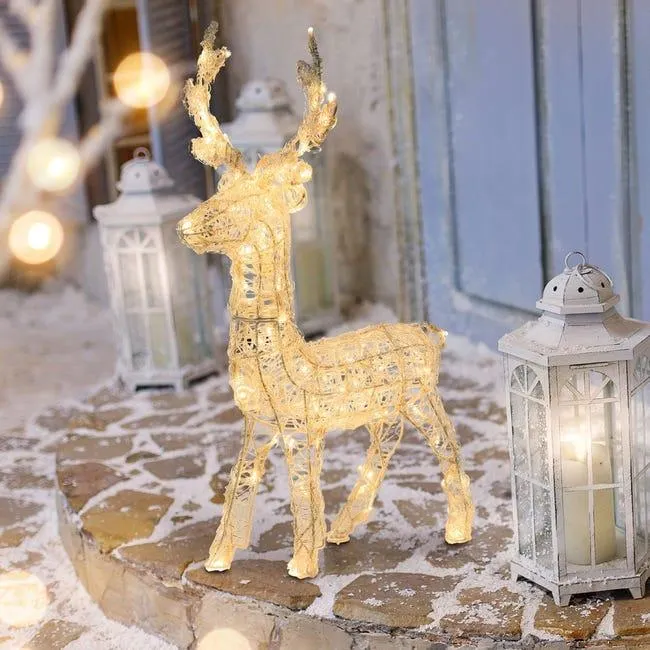 Renna luminosa 3D 100 lampadine led bianco caldo L 1.5 m x H 60 cm