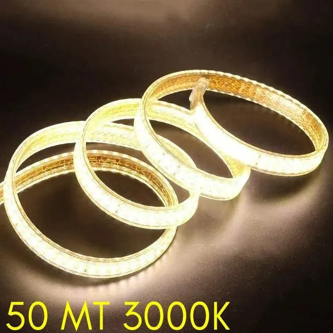 Striscia LED Maka SMD 2835 IP65 flessibile per vetrine mobili arredamento moderno decorazioni feste 220V 180LED/M con Alimentatore 3000K 50MT