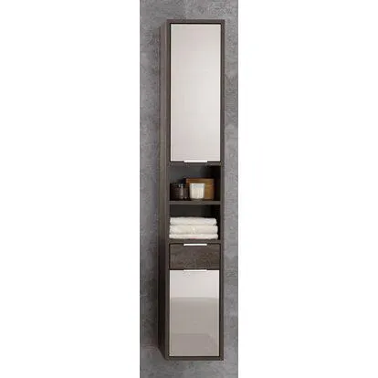 Colonna Lucky rovere scuro con due ante e un cassetto 30x175x34 cm