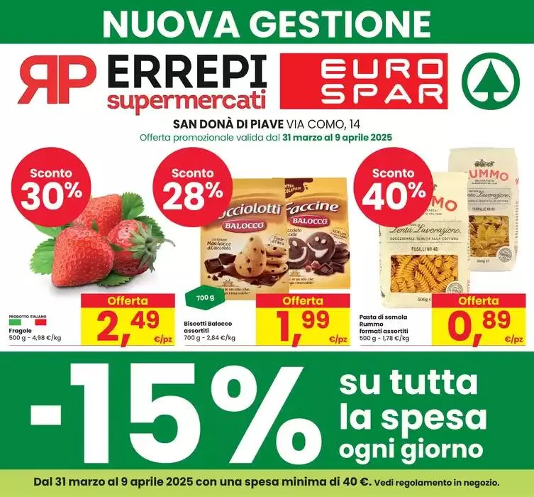 15% su tutta la spesa ogni giorno da 31 marzo a 9 aprile di 2025 - Pagina del volantino 1