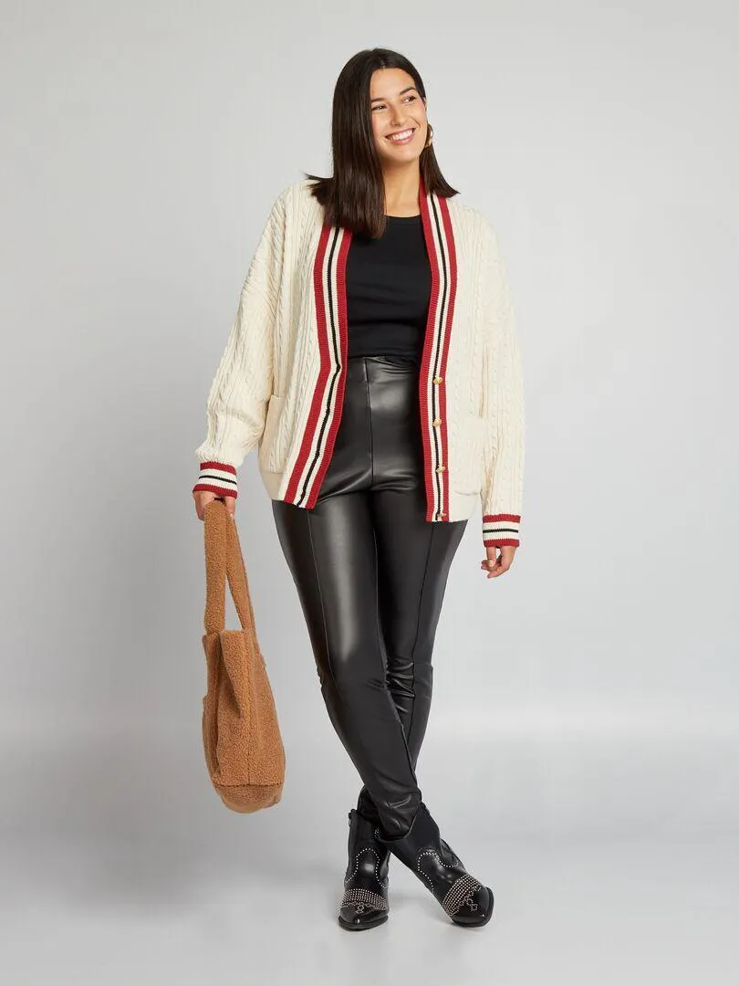 Leggings a vita alta in similpelle - nero