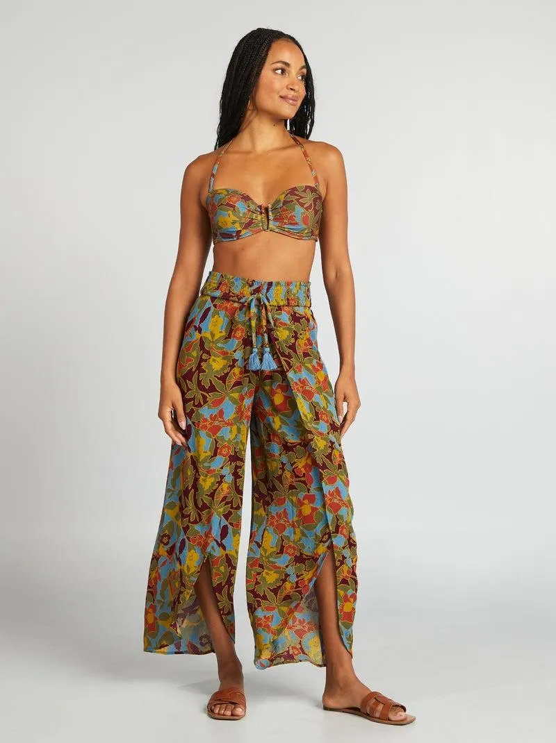 Pantaloni da mare larghi stampati - BLU