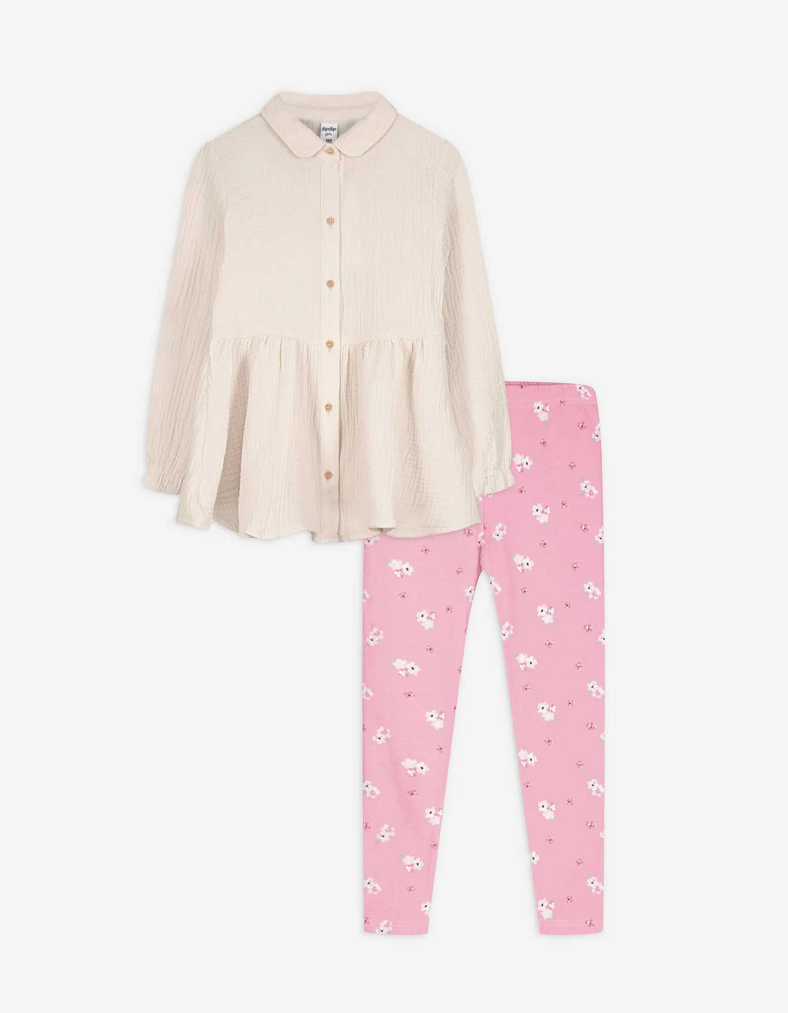 Set abito e leggings - Mussola - beige