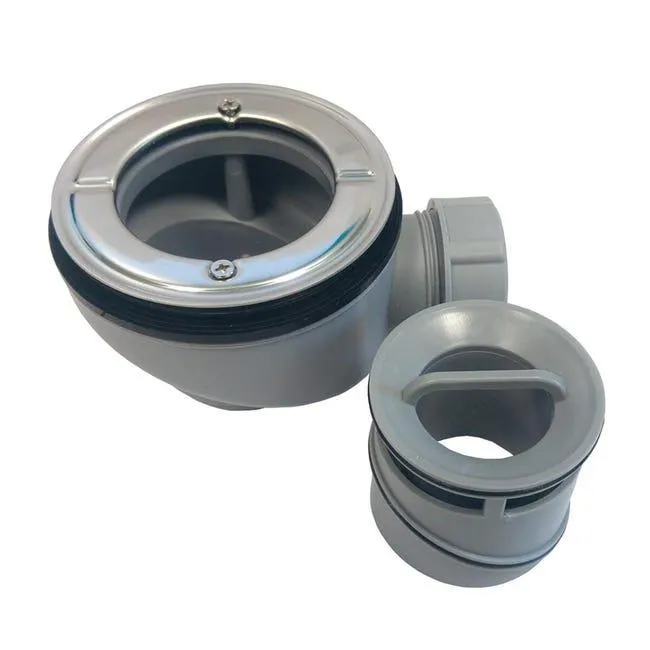 Piletta per per piatto doccia e vasca scarico libero attacco 1 1/4" foro Ø 90 mm con troppopieno in abs grigio