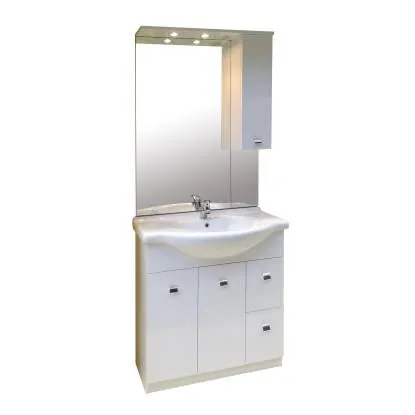 Mobile bagno composizione con appoggio a terra 85x52x190 cm bianco