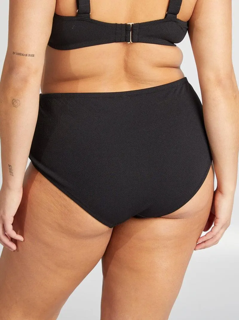 Slip bikini a vita alta - nero