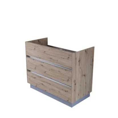 Base porta lavabo 3 cass. con appoggio a terra 104x50x85 cm effetto legno