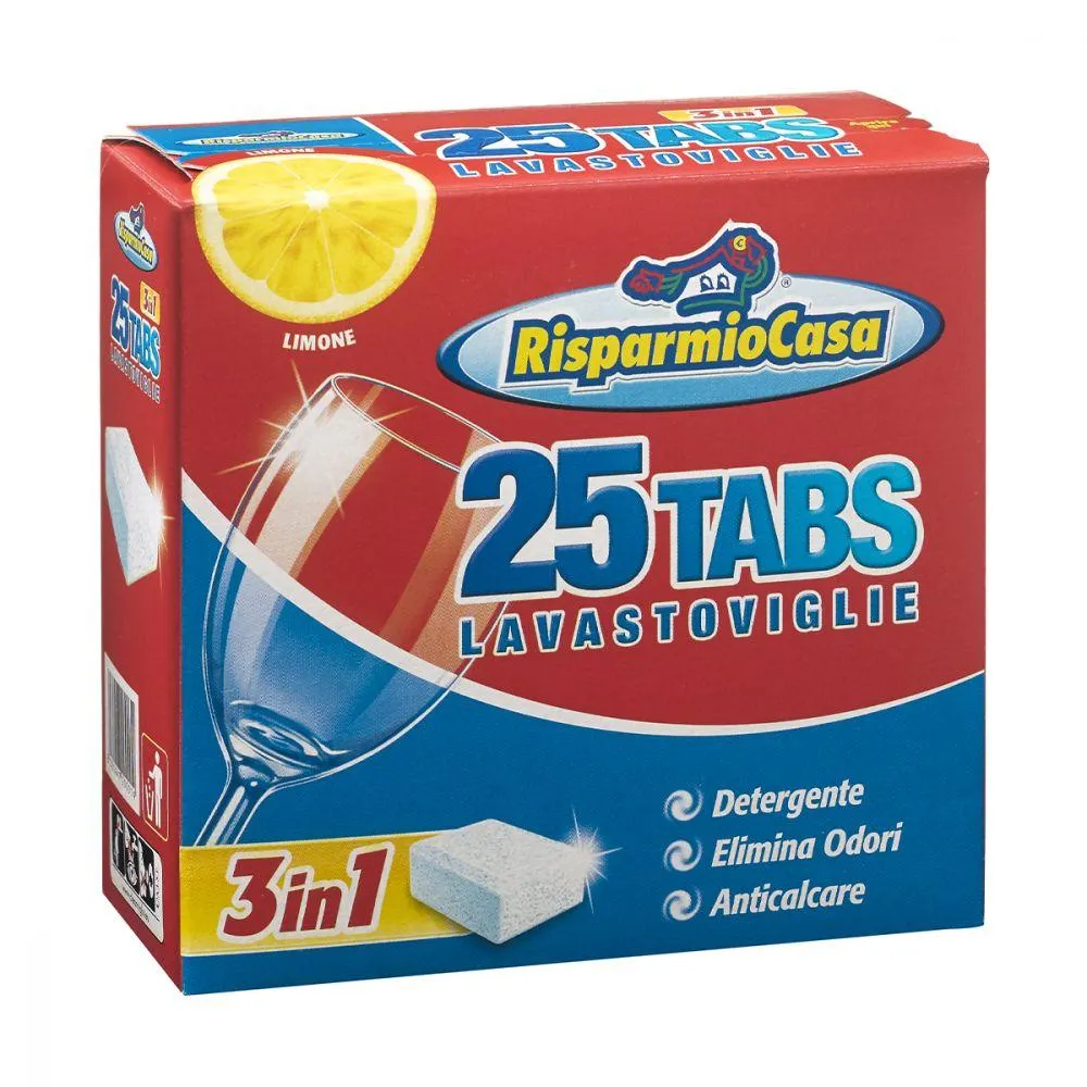 Detersivo Lavastoviglie Tabs Anticalcare Limone 3in1 25 pz