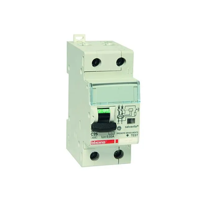Interruttore magnetotermico differenziale BTICINO GC8813AC25 1 polo 25A 2 moduli