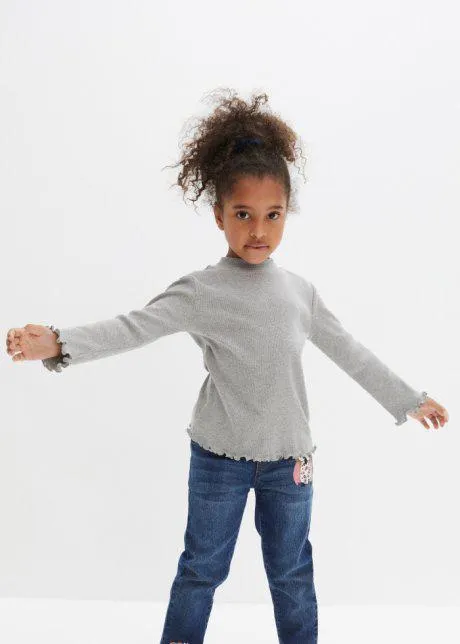 Maglia a maniche lunghe a coste in cotone biologico