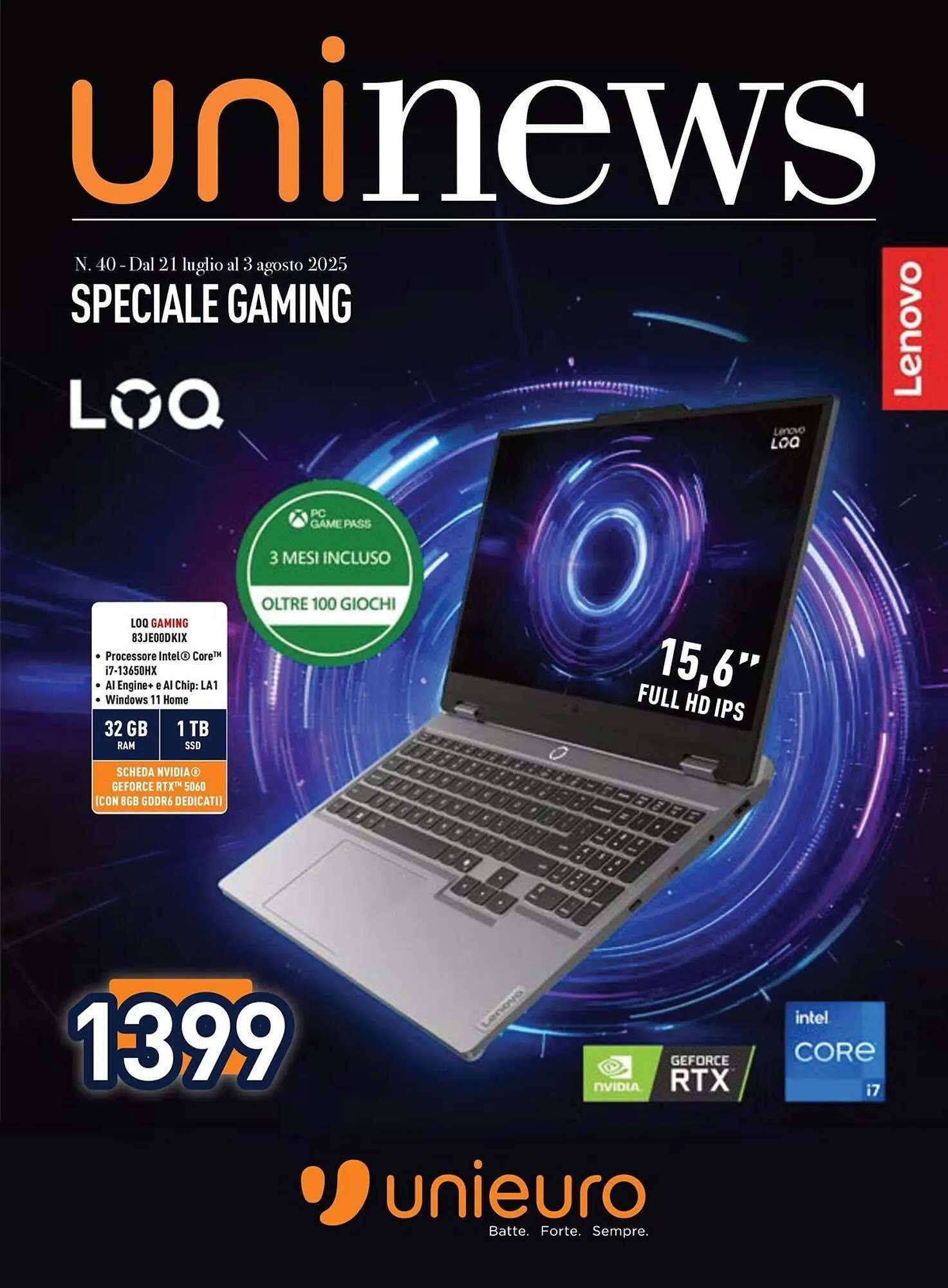 Volantino Unieuro da 21 luglio a 3 agosto di 2025 - Pagina del volantino 1