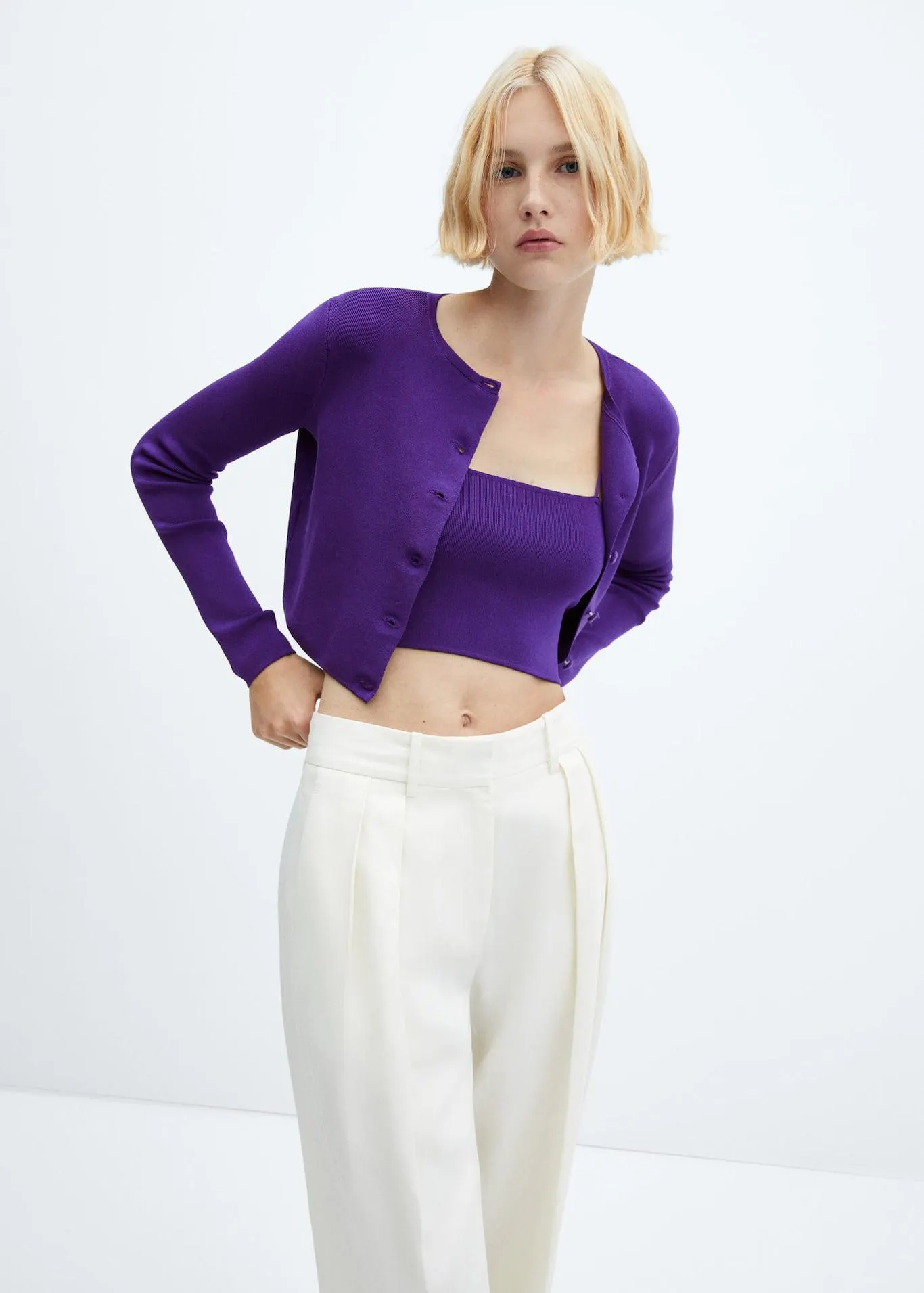 Cardigan crop bottoni