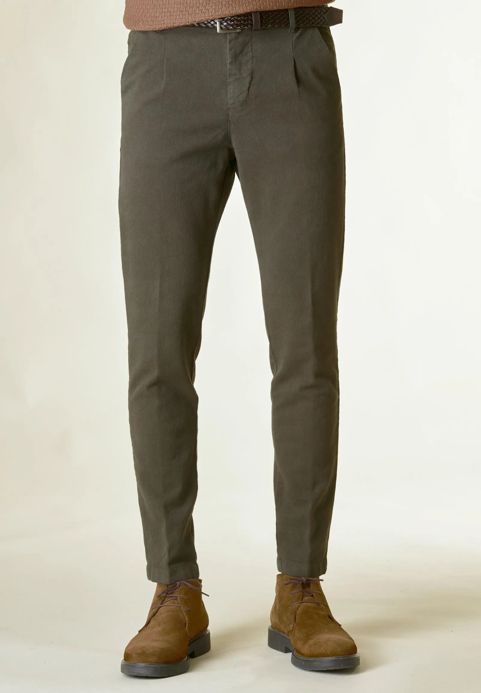 Pantalone fango effetto lana slim