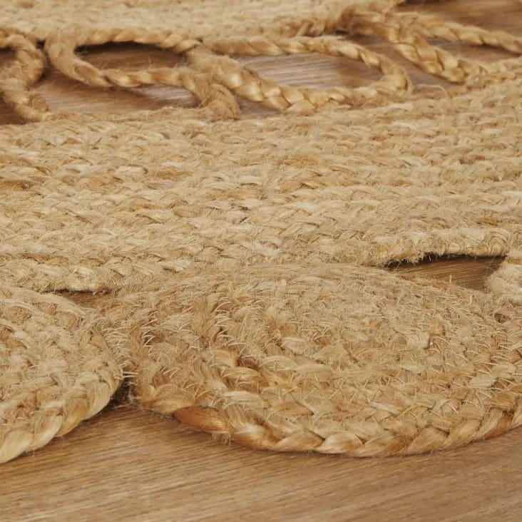 Tappeto ovale in iuta beige 140x200 cm