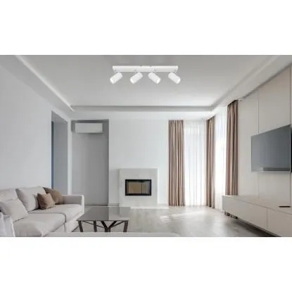 Faretto 4 luci Globo Robby 56x6x12 cm bianco