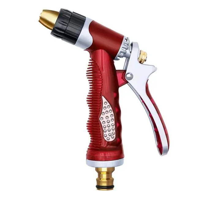 Pistola per Irrigazione da Giardino, Pistola ad Acqua ad Alta Pressione, 3 Modalità di Irrigazione per Prato, Giardino e Lavaggio Auto, Rosso