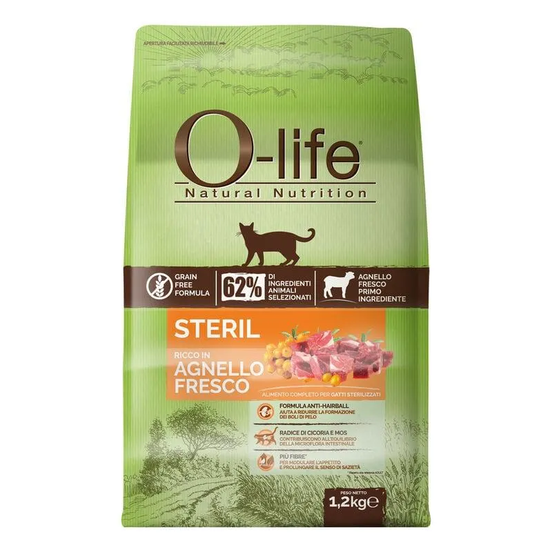 O-life Cat Adult Sterilised con Agnello 1,2 Kg