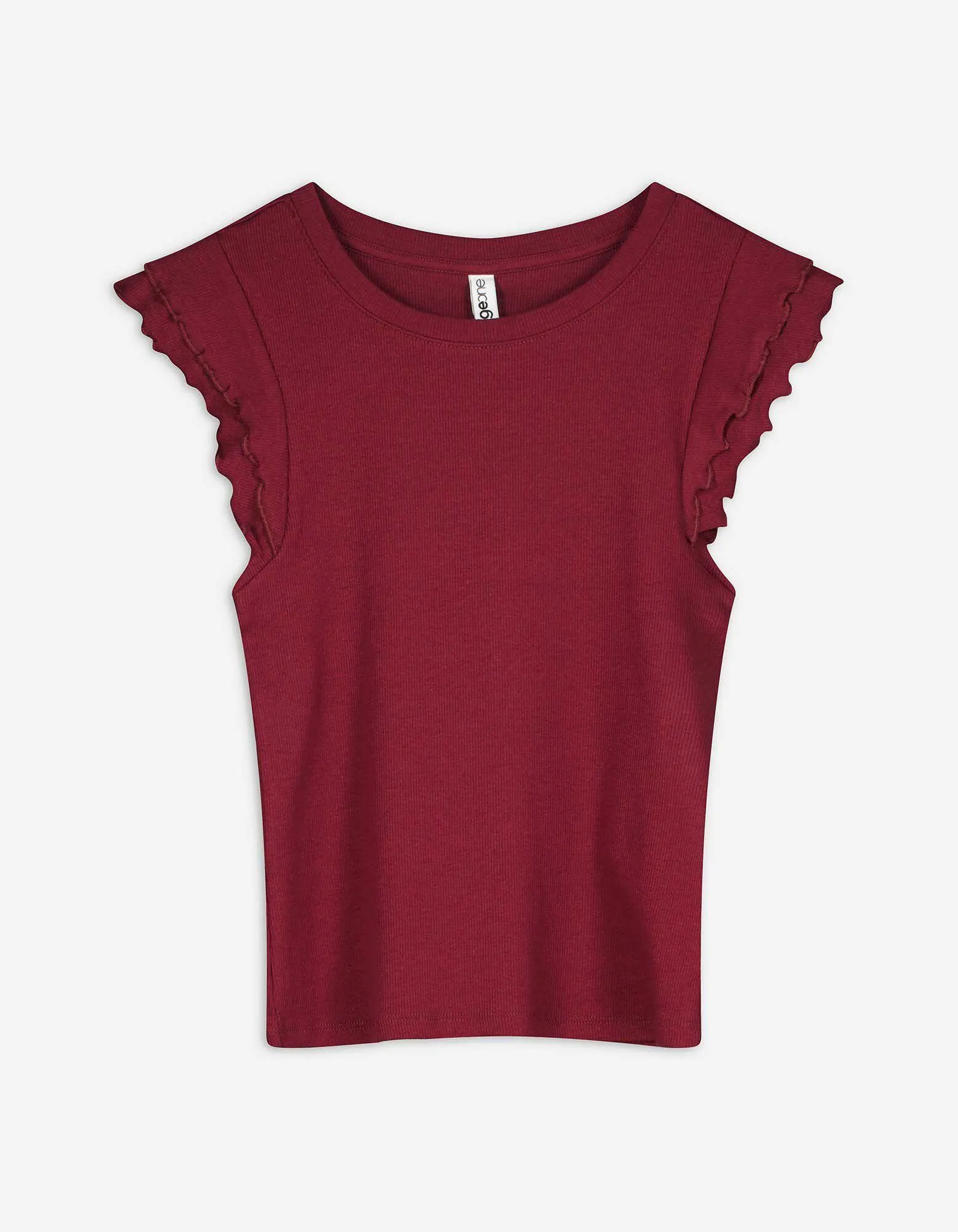 Top - Volant - rosso scuro
