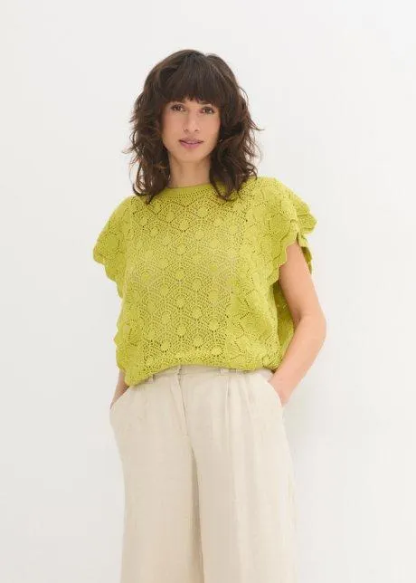 Maglione traforato con volant