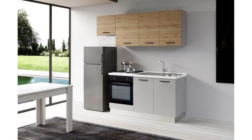 Gilda cucina 210 cm colore light grey e rovere cadiz