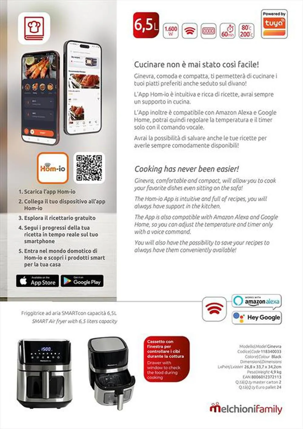 MELCHIONI FAMILY - Friggitrice ad aria GINEVRA-nero