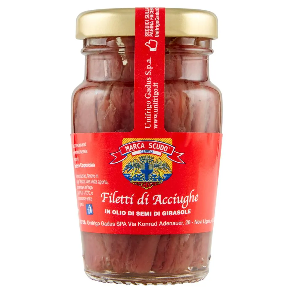 Marca Scudo Filetti di Acciughe in Olio di Semi di Girasole 80 g
