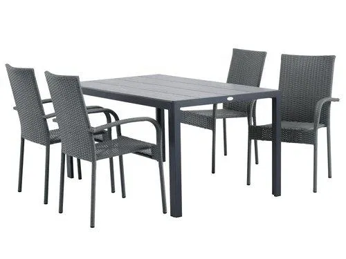 Tavolo PINDSTRUP L150 cm + 4 Sedie GUDHJEM grigio