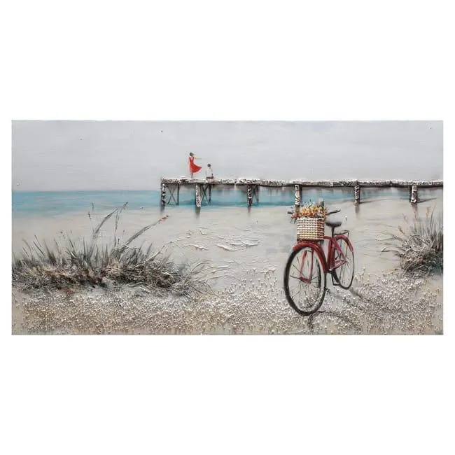 Dipinto su tela Bici In Spiaggia, multicolore 120 x 60 cm