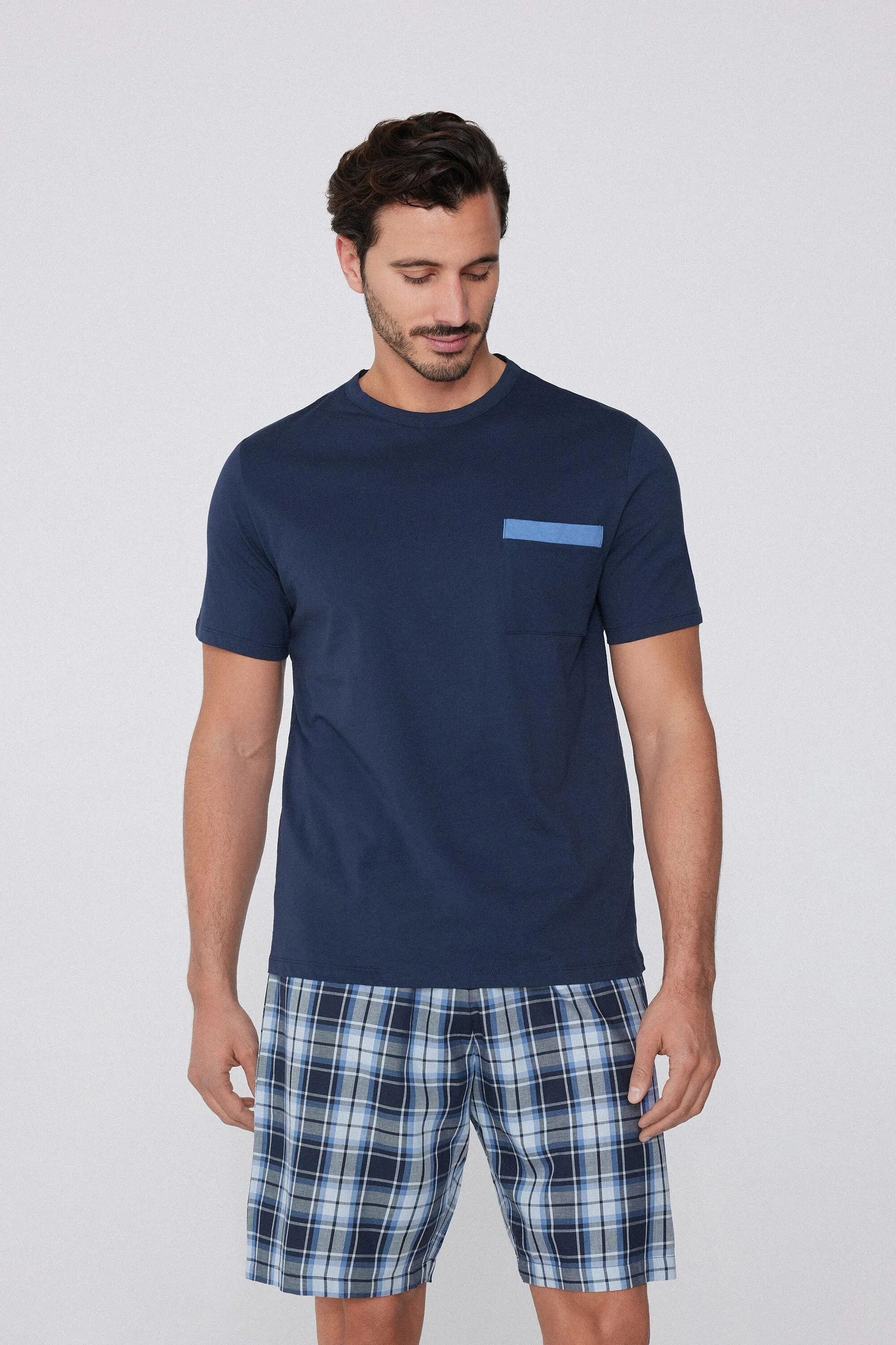 Pigiama Corto Mezza Manica Cotone e Tela