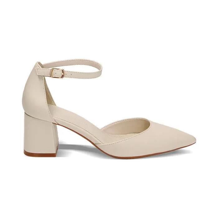 Décolleté Open Shank panna, tacco 6 cm